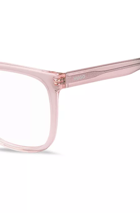 Pink-acetate optical frames with green end-tips