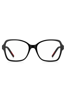 Monture optique en acétate noir avec branches logotées