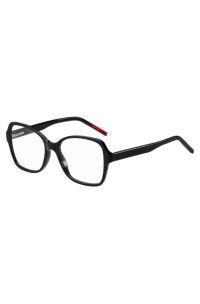 Black-acetate optical frames with branded temples, Black