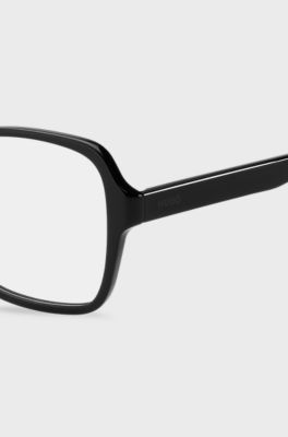 Monture optique en ac&eacute;tate noir avec branches logot&eacute;es, Noir