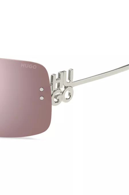 Lunettes de soleil à verres roses avec branches à logo revisité