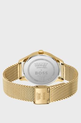 Looney Tunes x BOSS Red-dial watch with Bugs Bunny detail, Gold