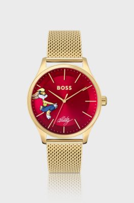 Looney Tunes x BOSS Red-dial watch with Lola Bunny detail, Gold