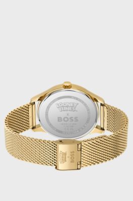 Looney Tunes x BOSS Red-dial watch with Lola Bunny detail, Gold