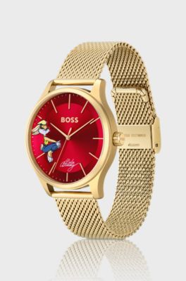 Looney Tunes x BOSS Red-dial watch with Lola Bunny detail, Gold