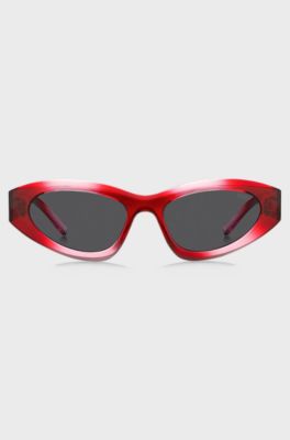 Red sunglasses with stacked-logo temples, Red