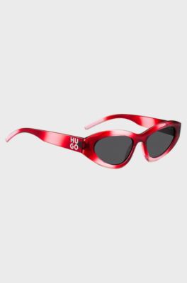 Red sunglasses with stacked-logo temples, Red