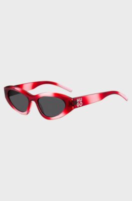 R&ouml;da solglas&ouml;gon med logga p&aring; skalmarna, R&ouml;d