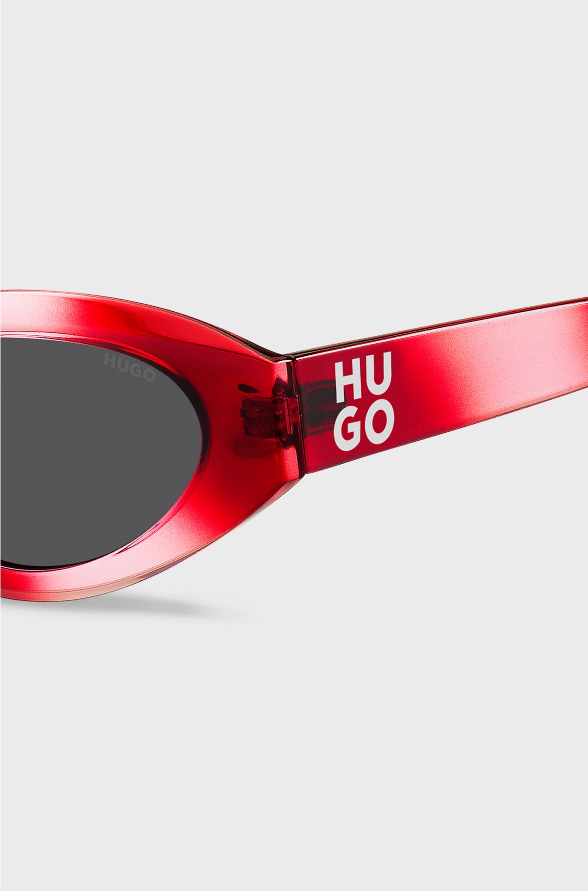 Red sunglasses with stacked-logo temples, Red