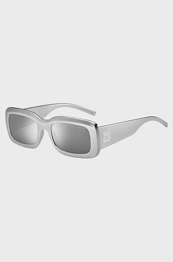 Grey sunglasses with stacked-logo temples, Grey