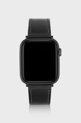 Black leather Apple Watch strap, Black