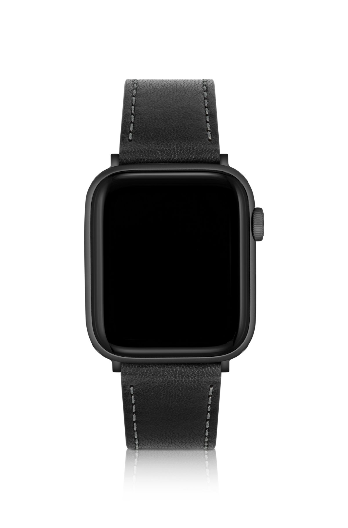 BOSS - Black leather Apple Watch strap