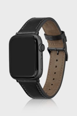 Black leather Apple Watch strap, Black