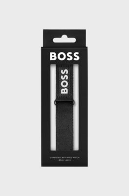 Black woven strap for Apple Watch with contrast logo, Black