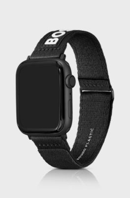 Black woven strap for Apple Watch with contrast logo, Black