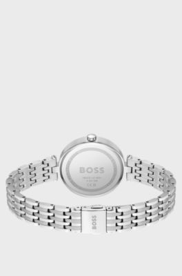 Silver-tone watch with link bracelet, Silver