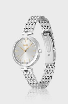 Silver-tone watch with link bracelet, Silver