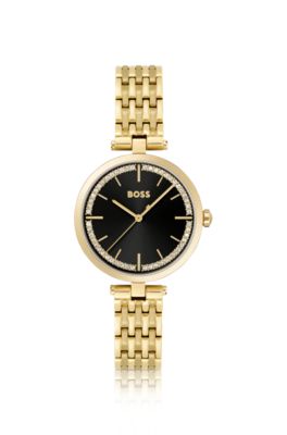 Gold-tone watch with link bracelet, Gold