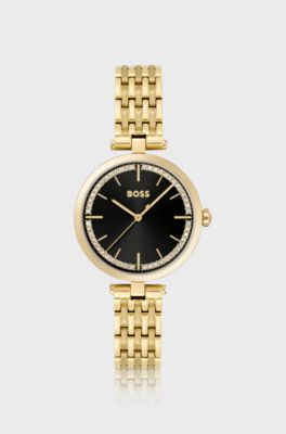 Gold-tone watch with link bracelet, Gold