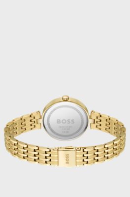Gold-tone watch with link bracelet, Gold