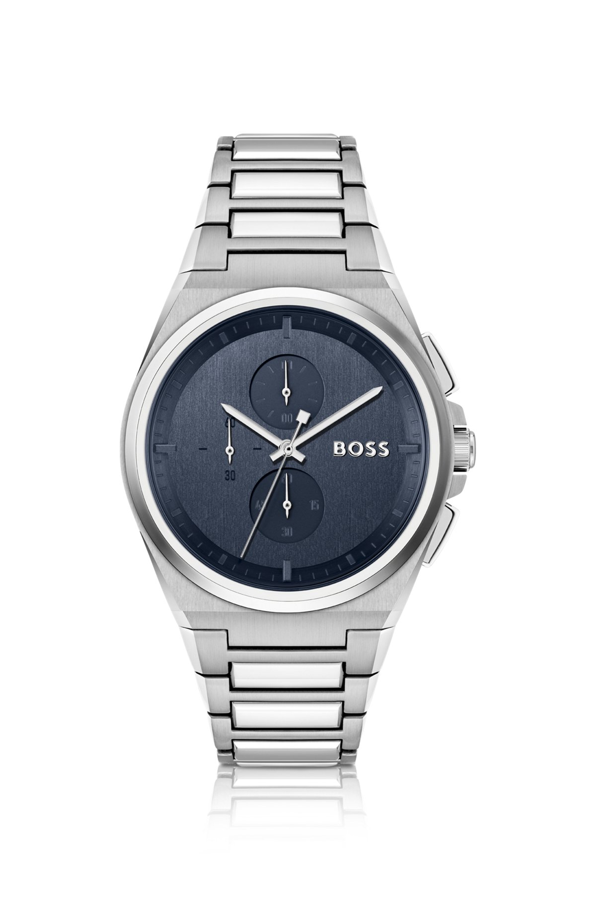 BOSS - Blue-dial chronograph watch with link bracelet