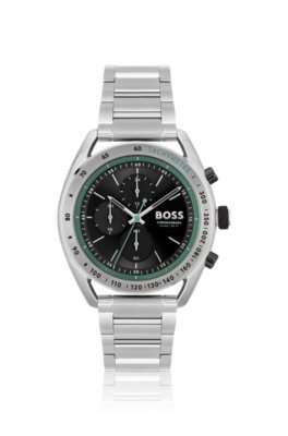 Montre chronographe avec sous-cadrans et bracelet à maillons