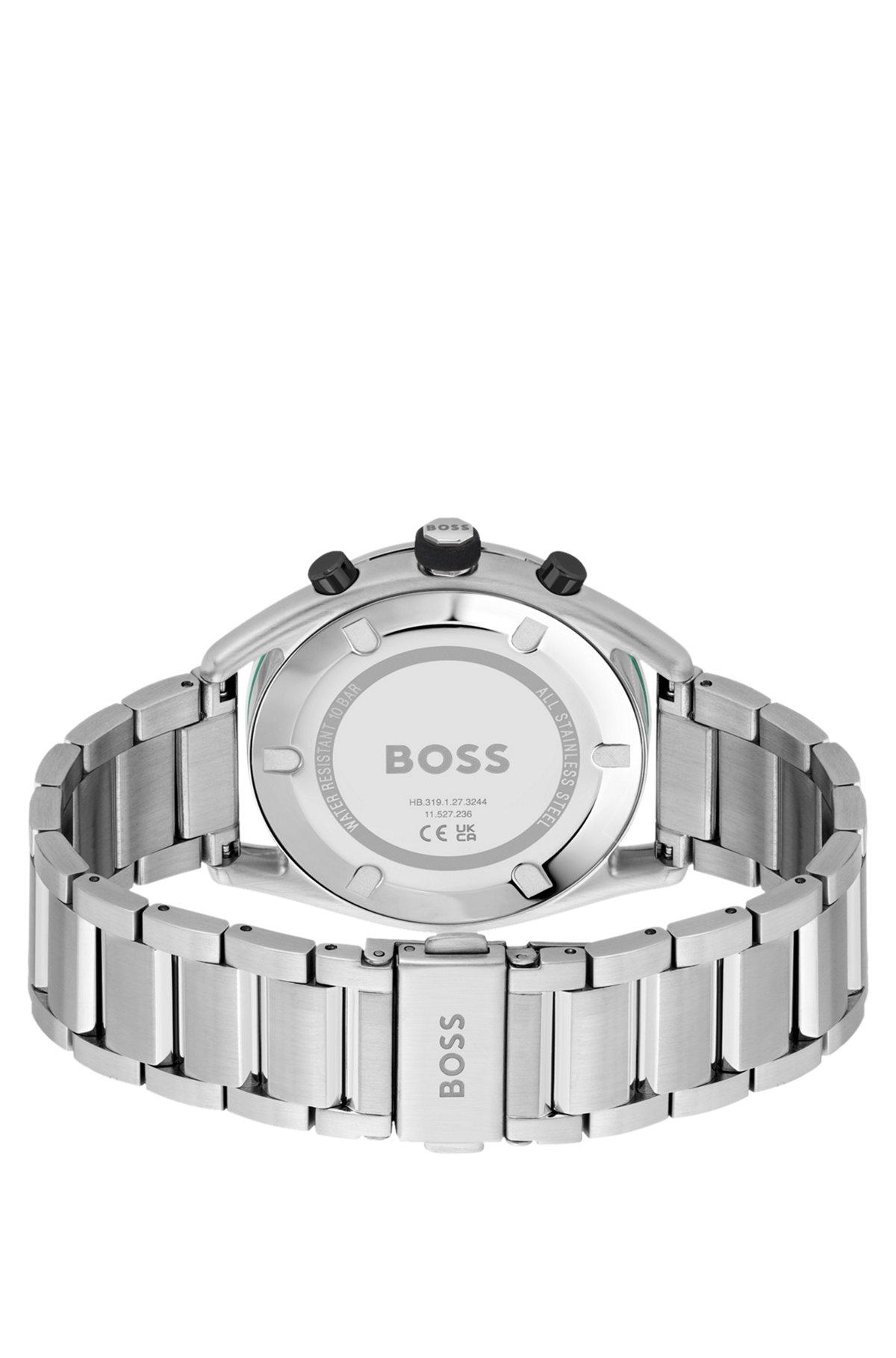 Multi-eye chronograph watch with link bracelet, Silver