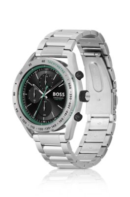 Multi-eye chronograph watch with link bracelet, Silver