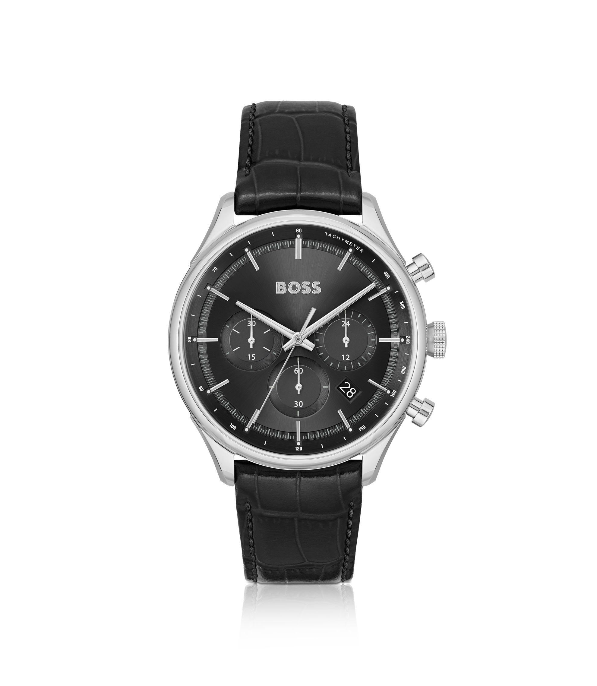 boss様 BOSS - GREGOR Chronograph watch with crocodile leather strap