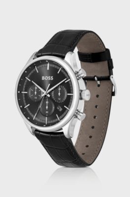 GREGOR Chronograph watch with crocodile leather strap, Assorted-Pre-Pack