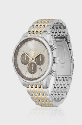 Chronograph watch with two-tone effect, Silver