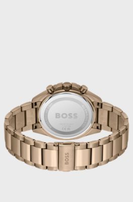 Gold-tone chronograph watch with link bracelet, Gold