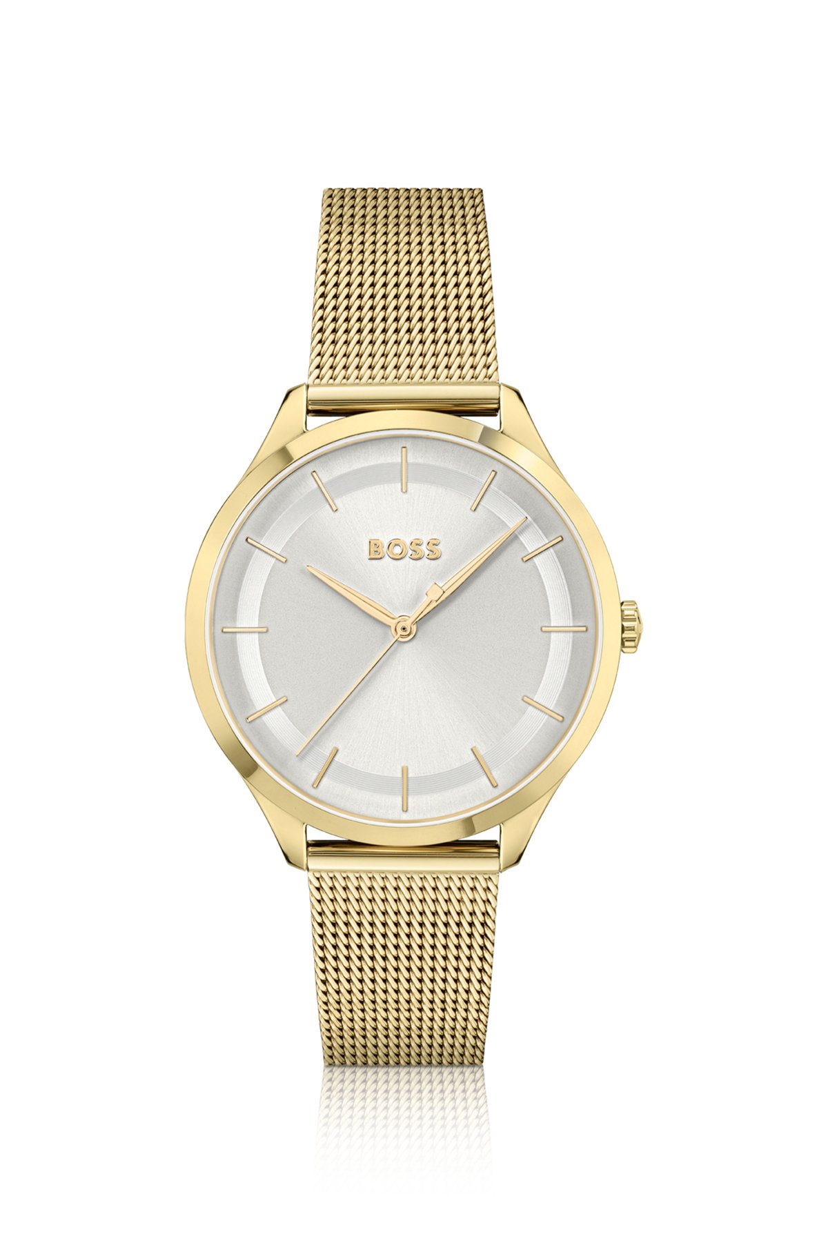 Gold-tone watch with mesh bracelet, Gold