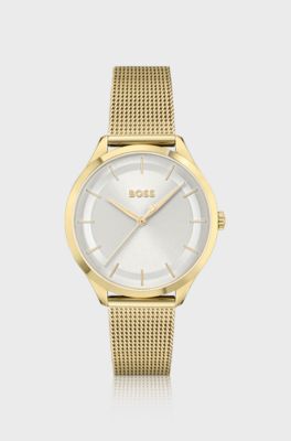 Gold-tone watch with mesh bracelet, Gold