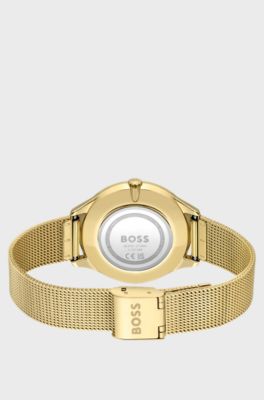 Gold-tone watch with mesh bracelet, Gold
