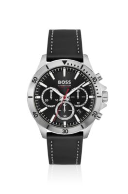 BOSS Montre chronographe sous cadrans avec bracelet en cuir