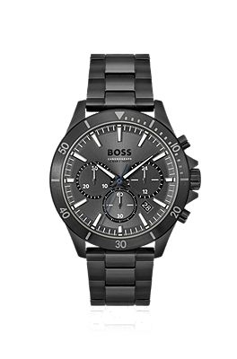 BOSS Black plated chronograph watch with link bracelet