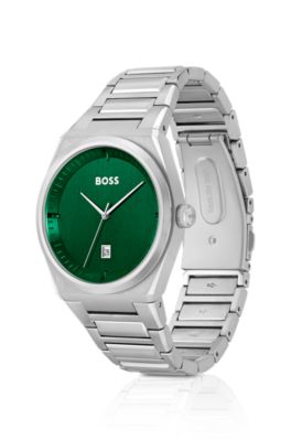 グリーンダイヤル ウォッチ リンクブレスレット, シルバー