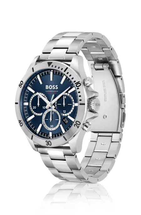 TROPER Blue-dial chronograph watch with link bracelet