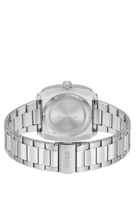 Montre &agrave; cadran bicolore avec bracelet &agrave; maillons, Argent