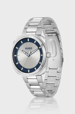 Link-bracelet watch with two-tone dial, Silver