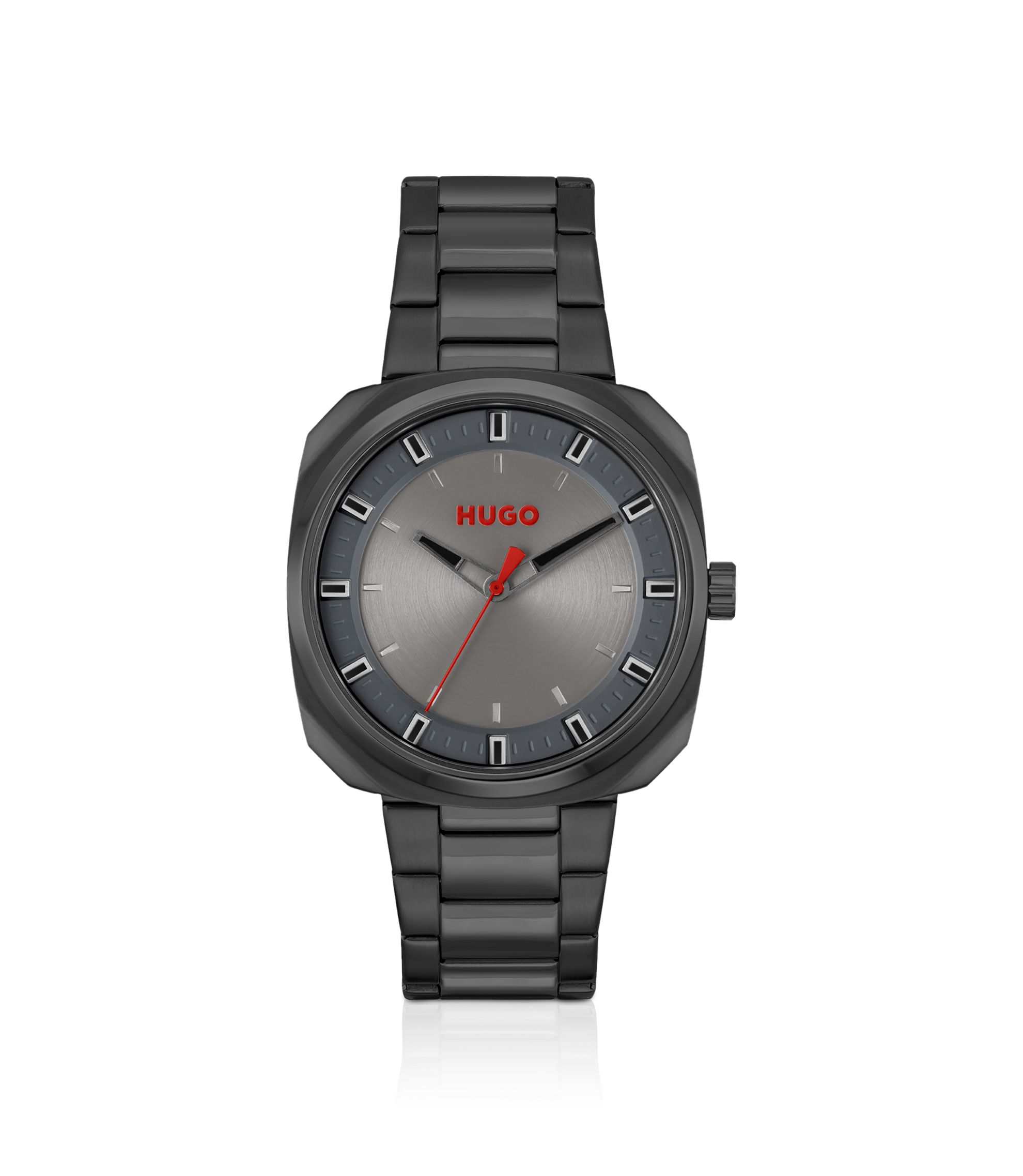 Schwarz beschichtete Uhr mit Gliederarmband