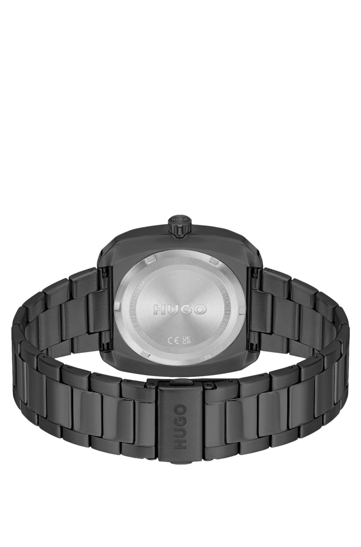 Zwartgecoat horloge met geschakelde polsband, Donkergrijs