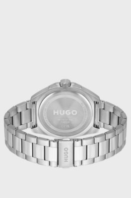 Silver-tone watch with link bracelet, Silver