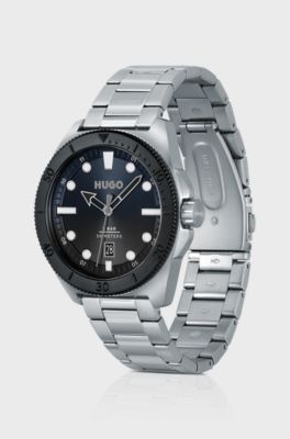 Silver-tone watch with link bracelet, Silver