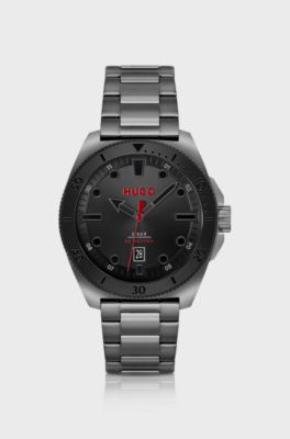 Grey-plated watch with link bracelet, Grey