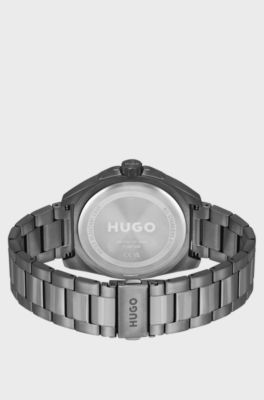 Grey-plated watch with link bracelet, Grey