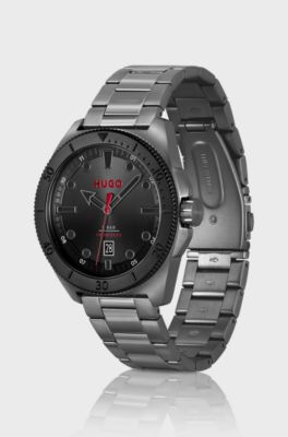 Grey-plated watch with link bracelet, Grey