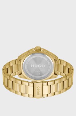 Gold-tone watch with link bracelet, Gold