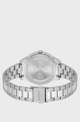 Silver-tone watch with monogrammed dial, Silver